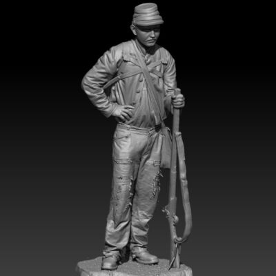 Young confederate soldier leaning on gun v2