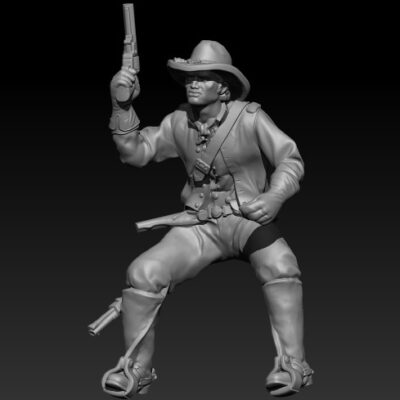 Crouched rider gun up