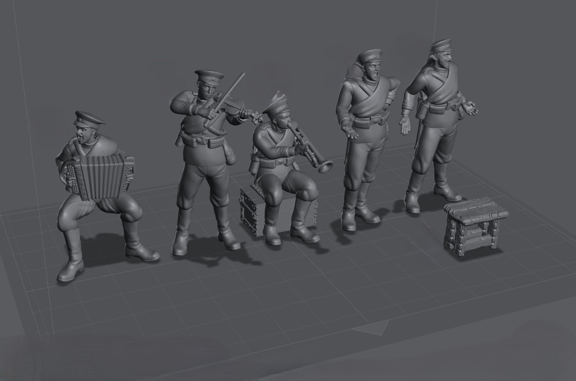WW1 Russian Army soldiers singing, playing music