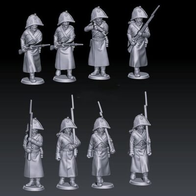 napoleonic russian musketeers with bicorne and greatcoats 1805-07 set 1