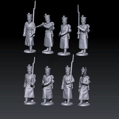 napoleonic russian musketeers with shako and greatcoats 1805-07 set 1