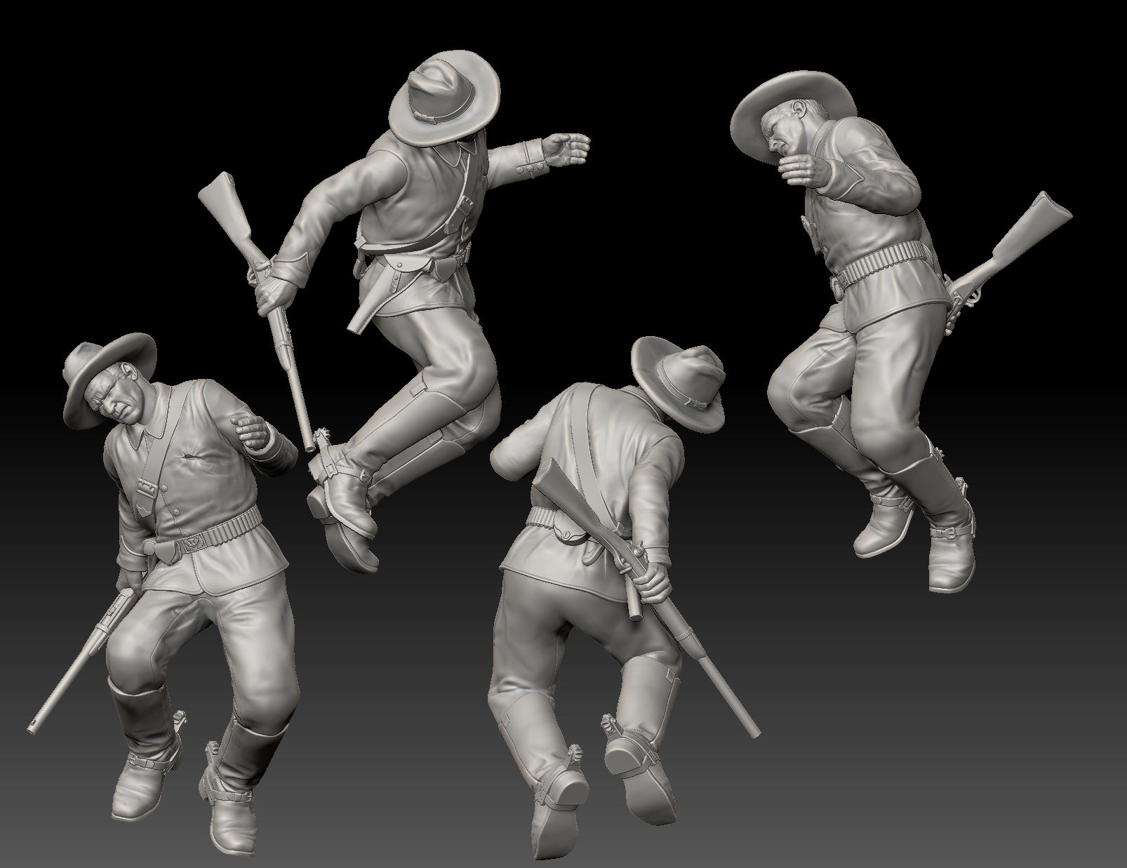 Dismounted 7th Cavalry falling shot