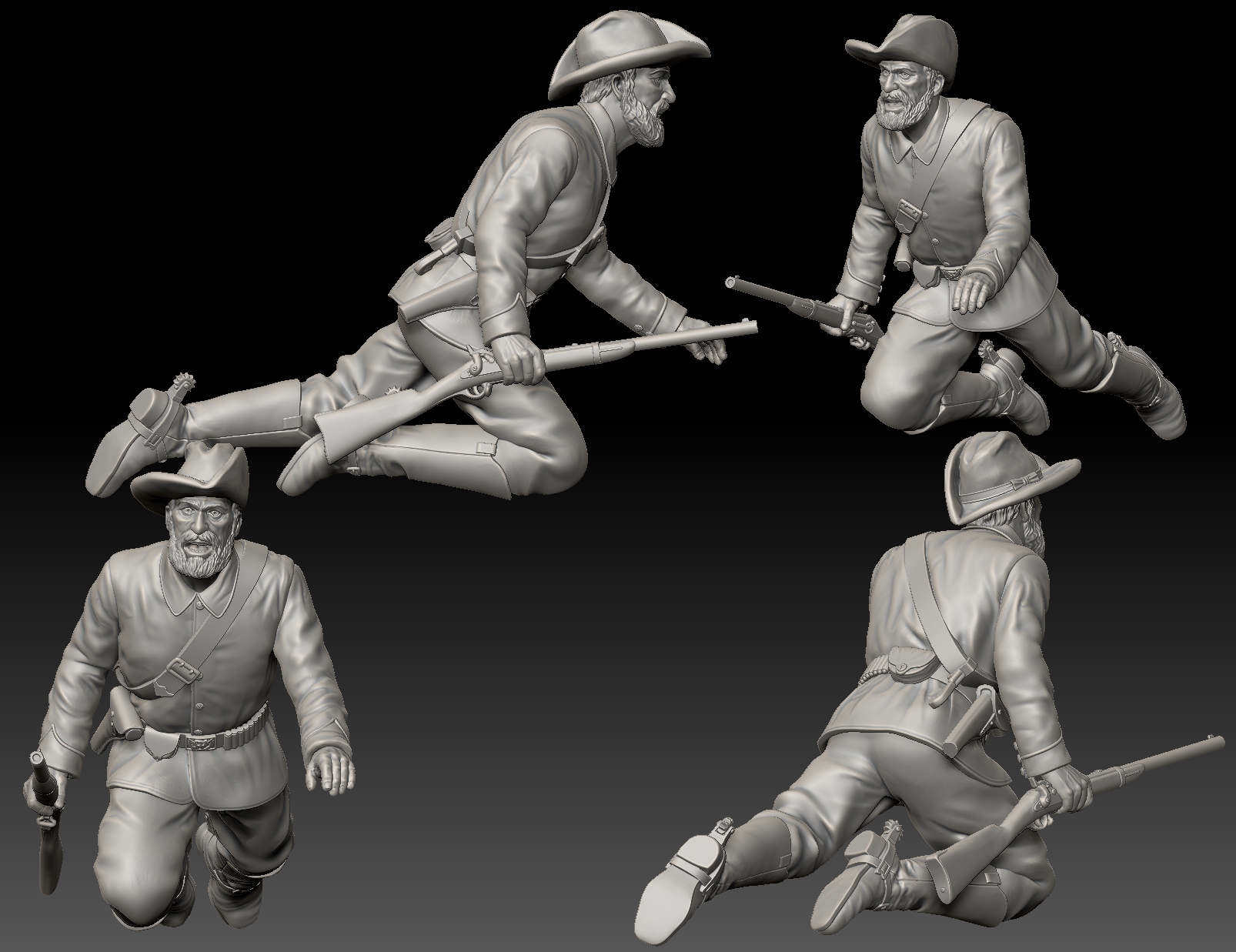 Dismounted 7th Cavalry crawling injured