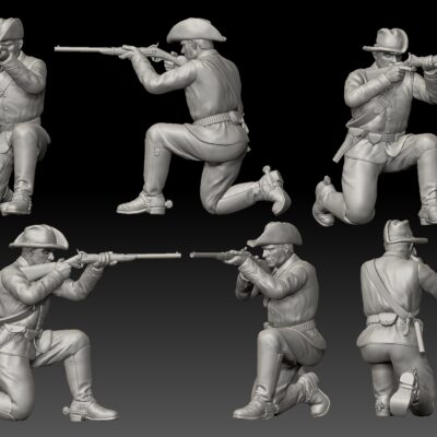 Dismounted 7th Cavalry kneeling fireing