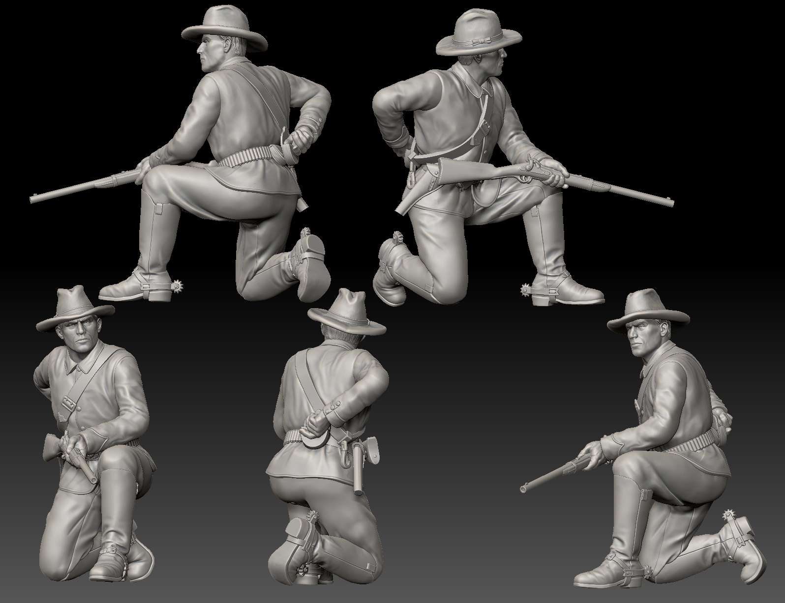 Dismounted 7th Cavalry kneeling loading