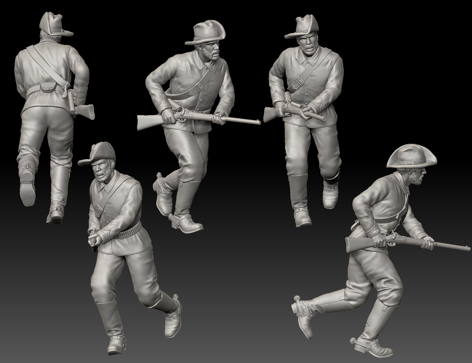 Dismounted 7th Cavalry running faster