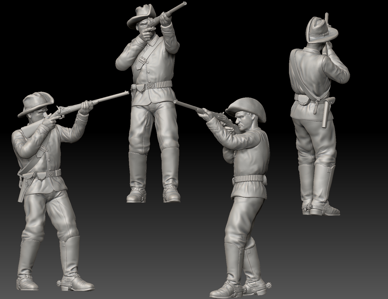 Dismounted 7th Cavalry standing firing up