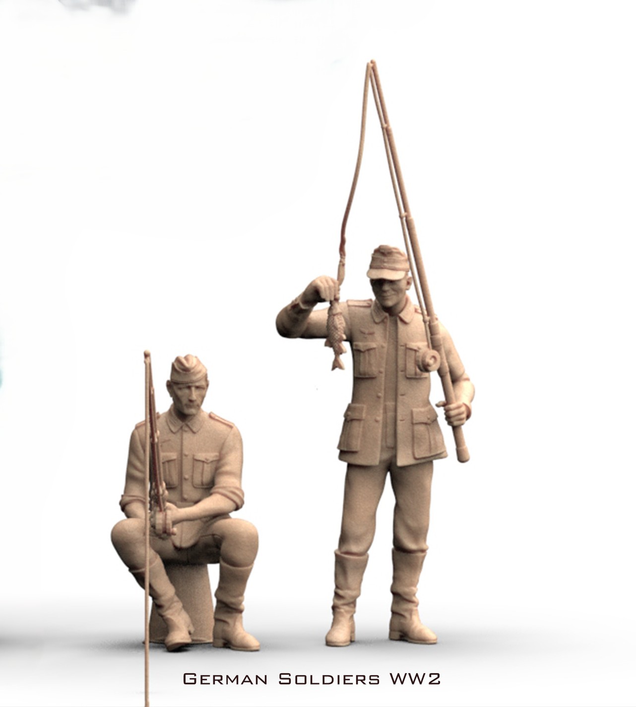 German WW2 soldiers fishing