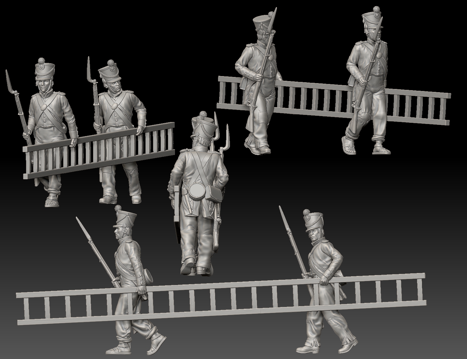Alamo Mexican soldier ladder carriers, calm