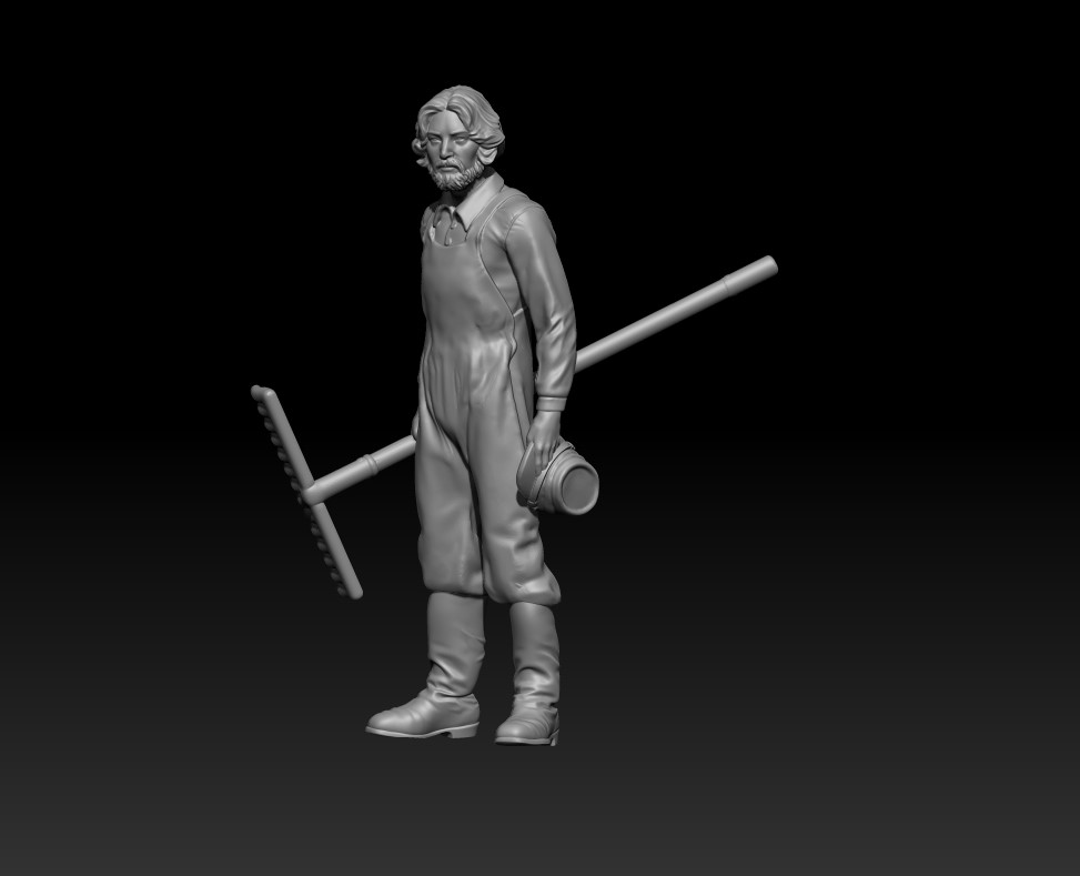 Civil war soldier with rake