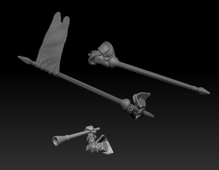 Anglo Scottish accessories / weapons and right hands for knights on horse