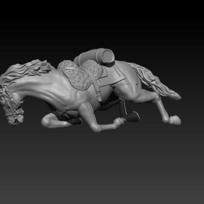Napoleonic Horse casualty pose 1, round portmanteau