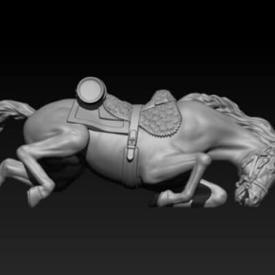 Napoleonic Horse casualty pose 1 v2, round portmanteau