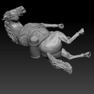 Napoleonic Horse casualty pose 2 on ground, round portmanteau