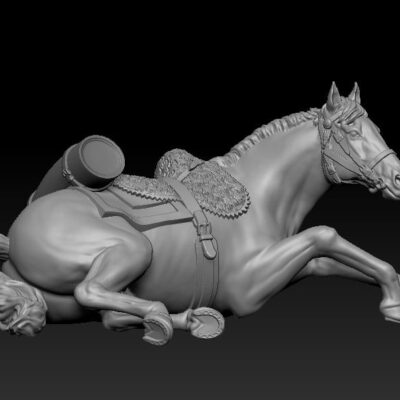 Napoleonic Horse casualty pose 3, round portmanteau