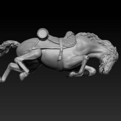 Napoleonic Horse casualty pose 1 v2, round portmanteau, pointy shabraque