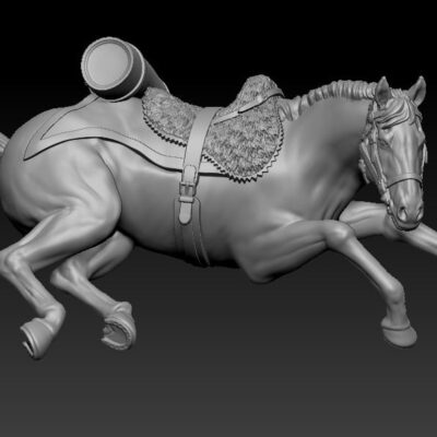 Napoleonic Horse casualty pose 3, round portmanteau, pointy shabraque