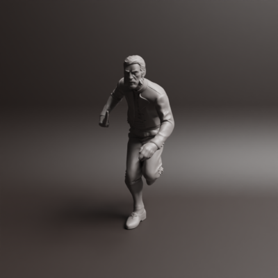 Civilian running with sword, 1800s