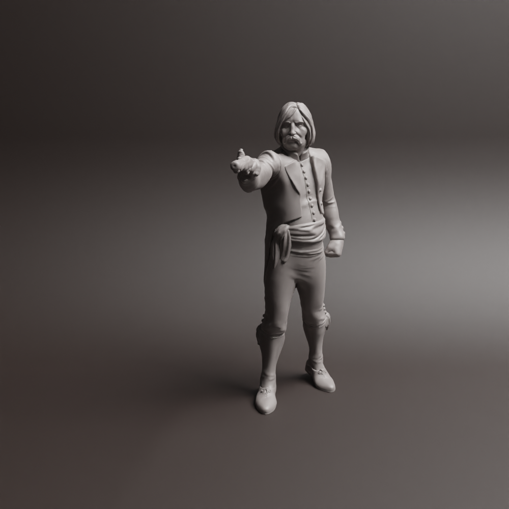 Civilian defending himself with pistol, 1800s