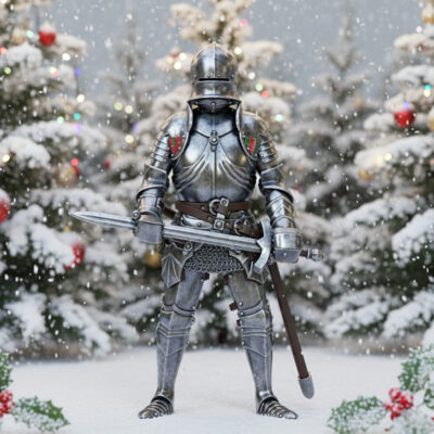 Medieval late Gothic Knight, in full plate armor