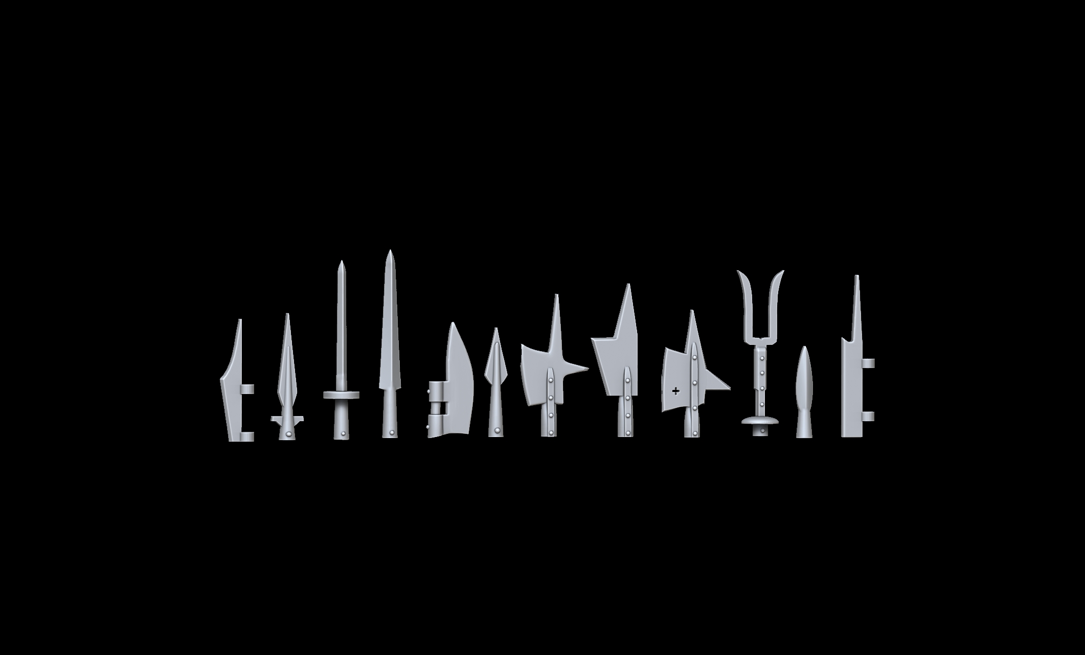 Medieval polearm set toppers