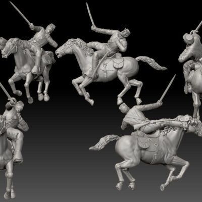US Cavalry soldier falling off horse
