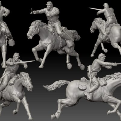 US Cavalry soldier charging with sword