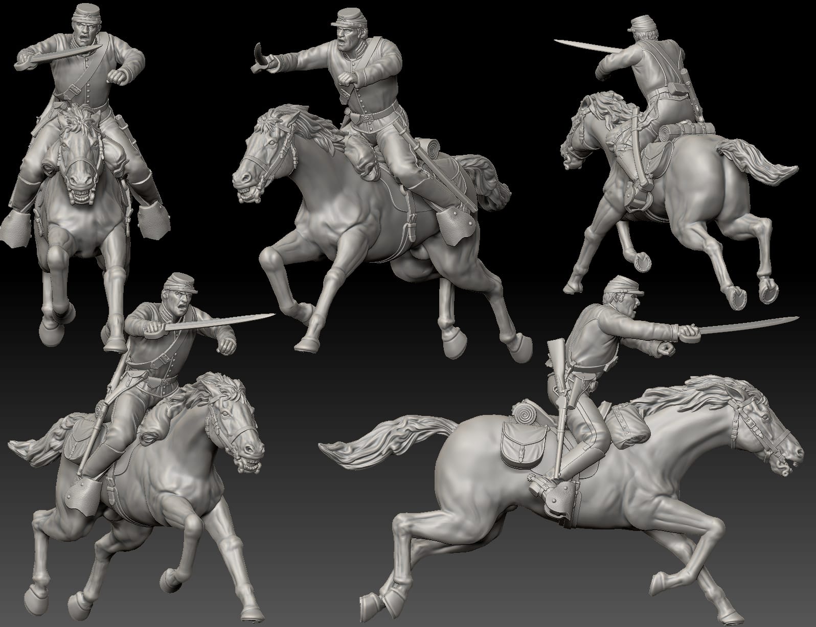 US Cavalry soldier charging with sword