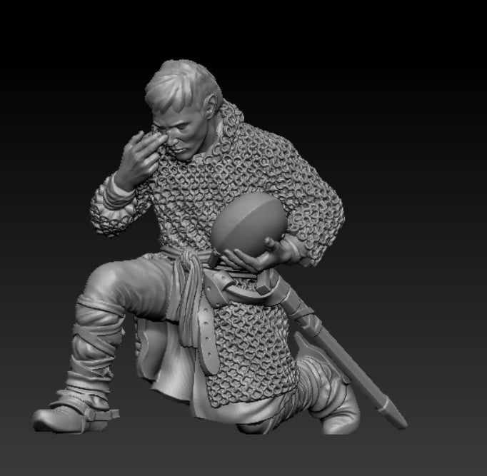 Medieval Praying Knight Kneeling 1
