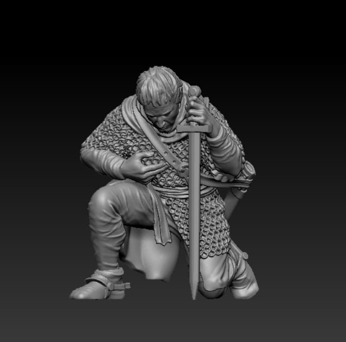 Medieval Praying Knight Kneeling 2