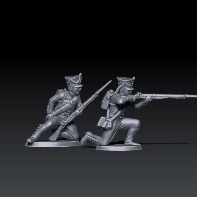 Napoleonic Russian jagers 1812 kneeling and firing scene