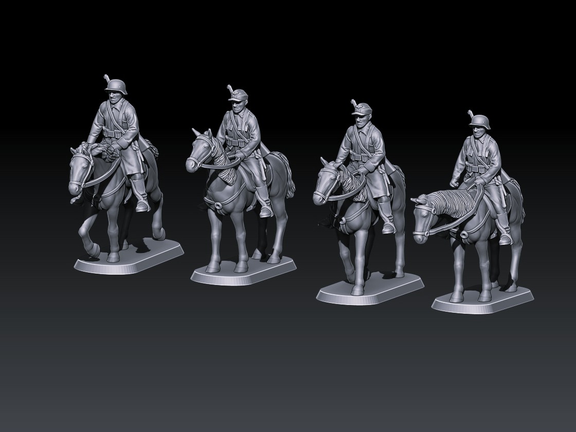 WW2 German cavalry riders - summer and winter cloth