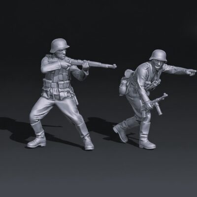 German WW2 early war infantry firing scene