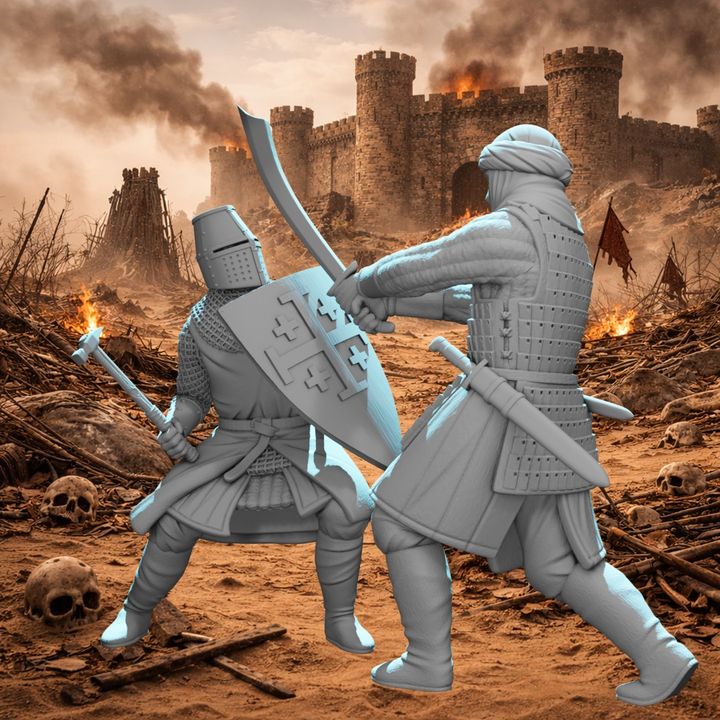 Crusader Knight vs Saracen Warrior Kingdom of Jerusalem Vignette