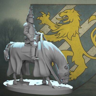 High Ranking Medieval Knight on Horse Great Helm with Crest