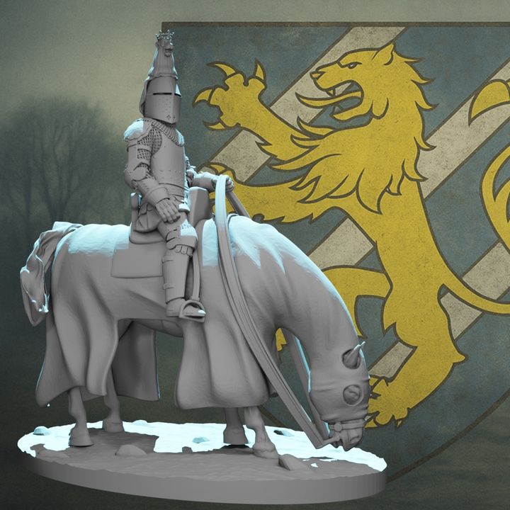 High Ranking Medieval Knight on Horse Great Helm with Crest