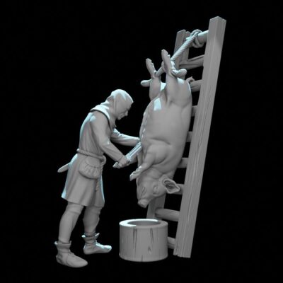 Medieval Butcher Slaughtering a Pig