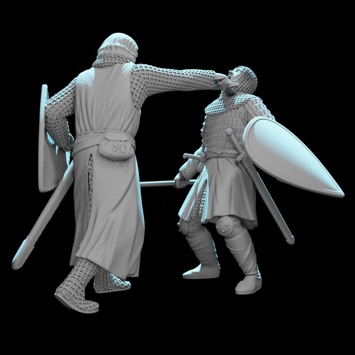 Medieval Crusader Duel Knight Slaying His Opponent