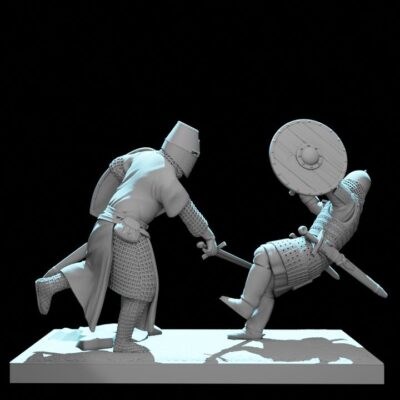 Medieval Duel Diorama Crusader vs Rus Warrior