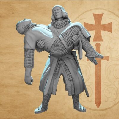 Medieval Knight Carrying a Wounded Brother