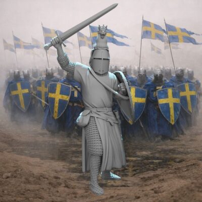 Medieval Nordic Knight Lion Crested Helm Heraldic Shield
