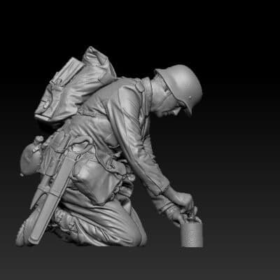 German Engineer preparing Bouncing Betty, WW2