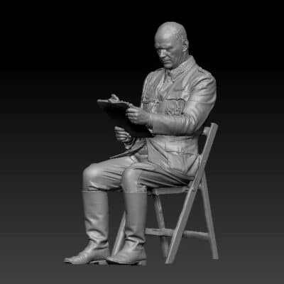 German Officer reading on clipboard, WW2