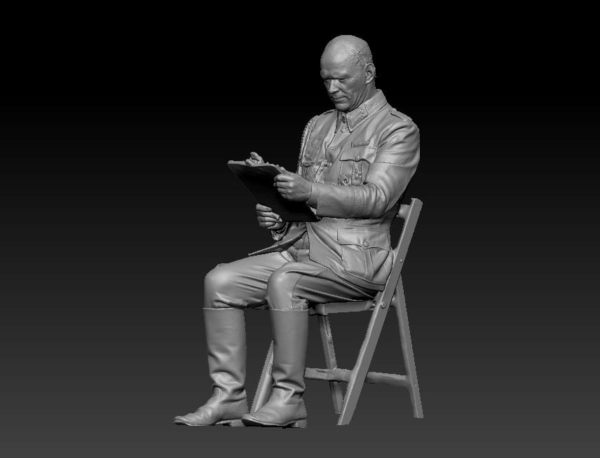 German Officer reading on clipboard, WW2