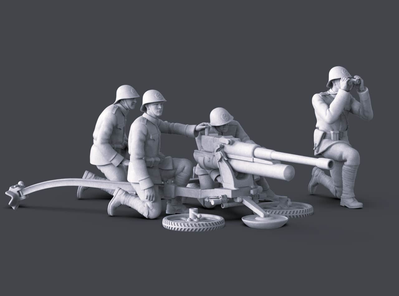 WW2 Dutch Artillery Crew and Bohler Anti Tank Gun set