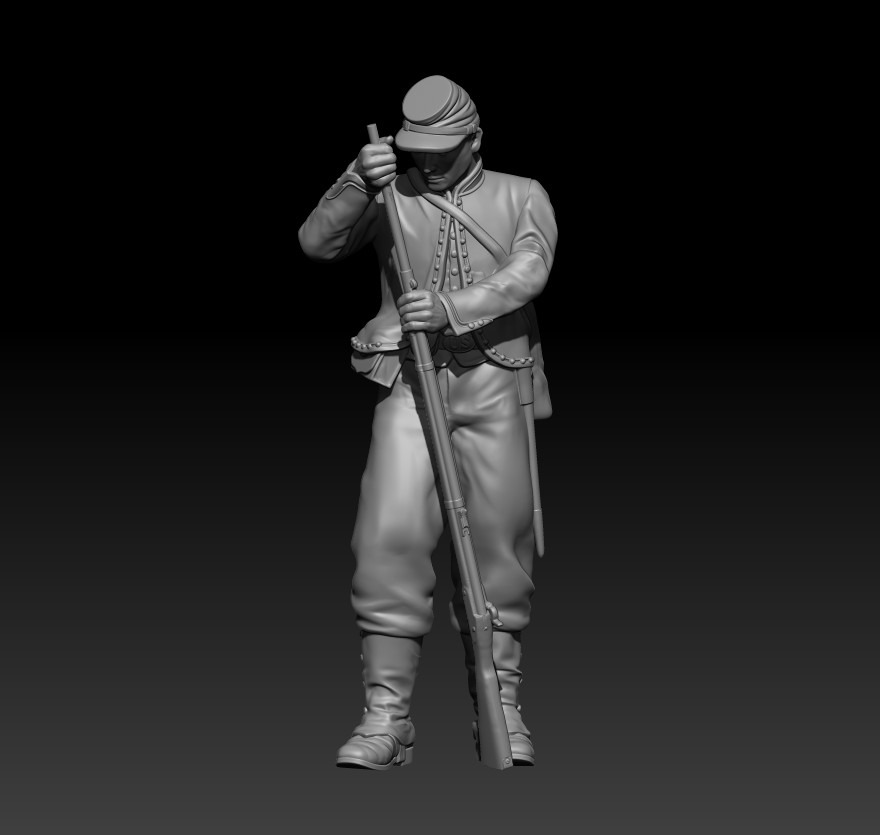 Loading rifle 69th Pennsylvania Zouave soldier - Image 2