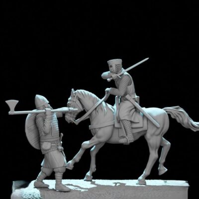 Mounted Crusader Knight vs Byzantine Varangian Guard