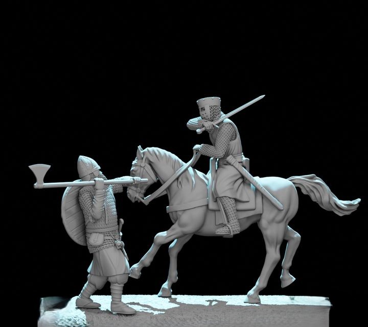Mounted Crusader Knight vs Byzantine Varangian Guard