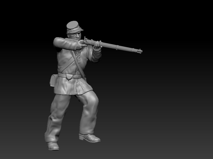 Union civil war soldier firing behind wall v2 foot up
