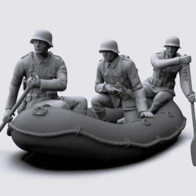 German WW2 Soldiers and inflatable boat set